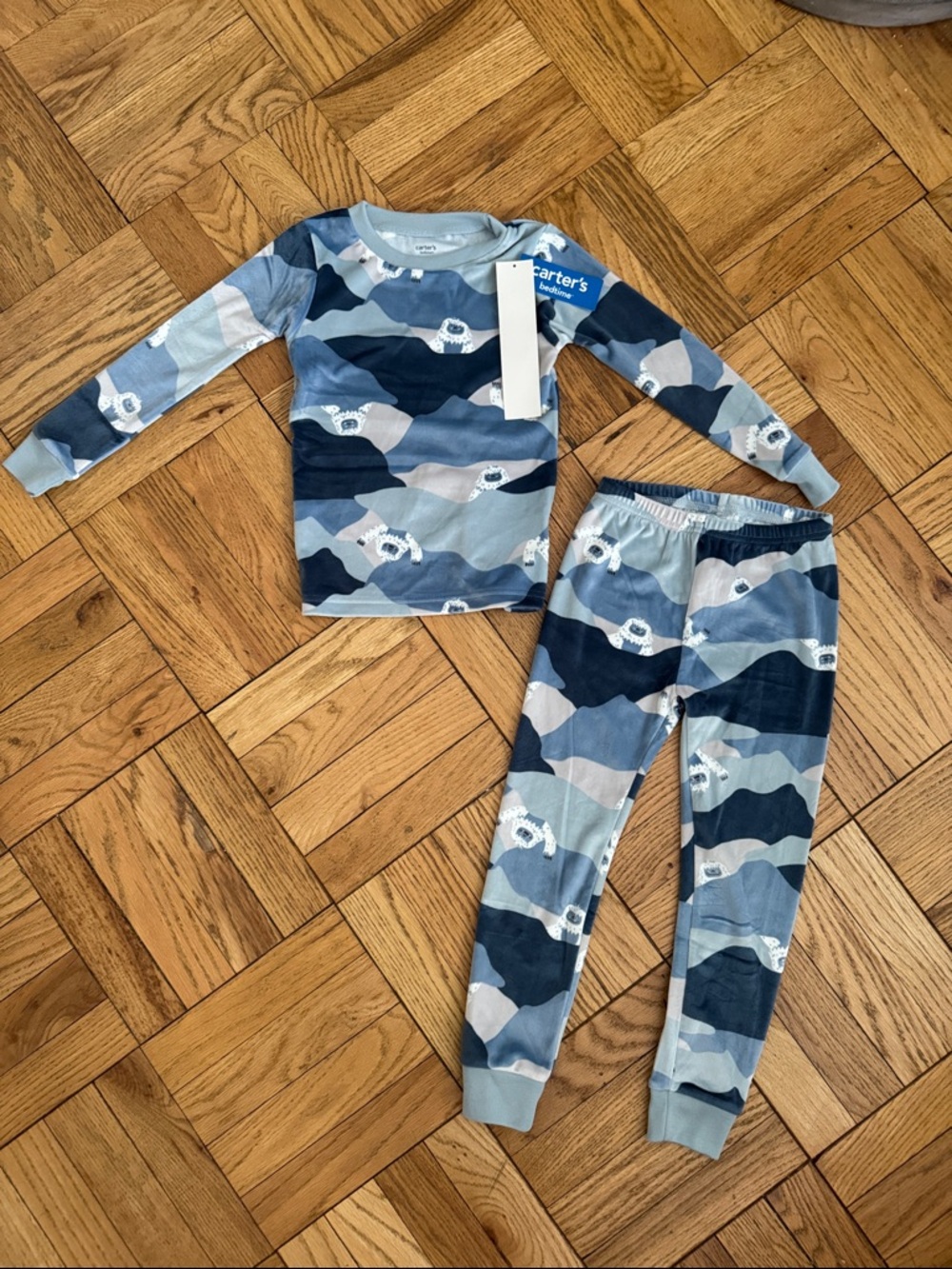 Carter's Blue and Navy Camouflage Polar Bear Kids Pajama Set